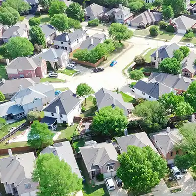 Top view of a suburb neighborhood